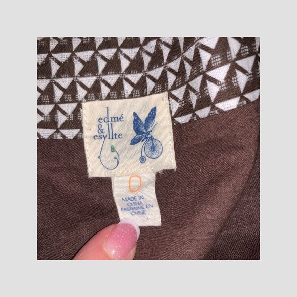 Anthropologie Edme & Esyllte Annona Brown White Bow pattern size 0 - Picture 9 of 11